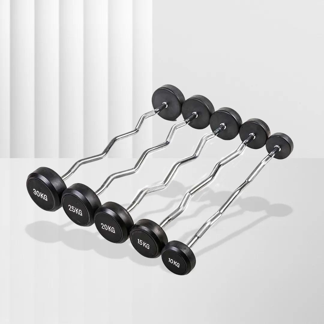ALIRON Rubber EZ Curl Barbells