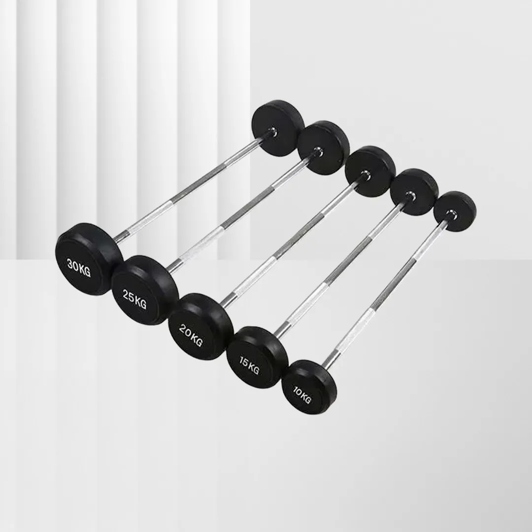 IRONFIT Rubber Coated Barbell Set (Straight Handle)