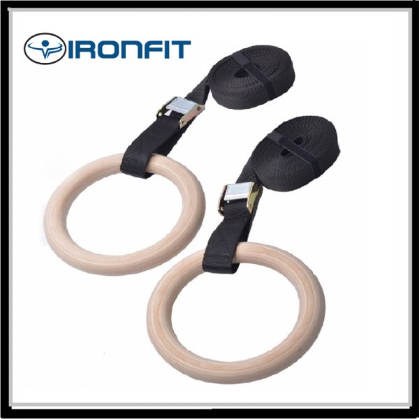 Wooden Gymnastic Rings Set - IRONFIT