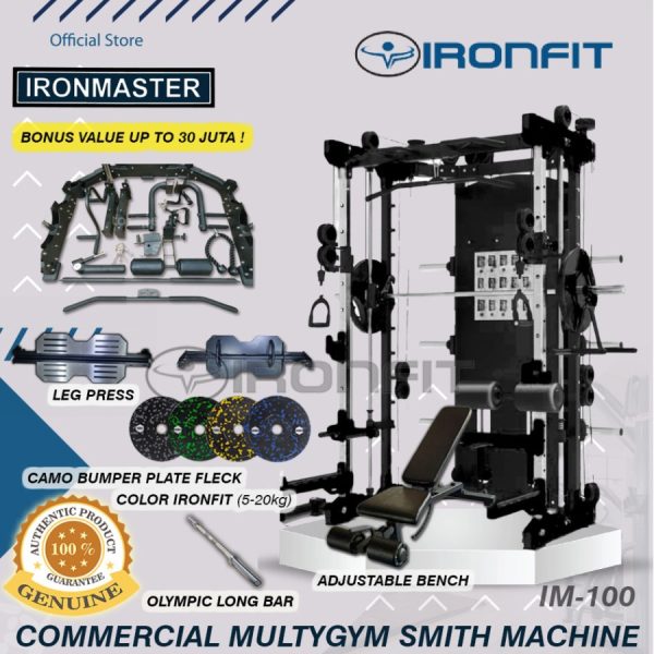 Commercial Multi Gym Smith Machine + Camo Flex Bumper - IRONMASTER